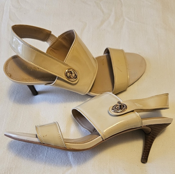COACH MARLA Elegant Cream Heeled Sandals USED - Picture 1 of 5